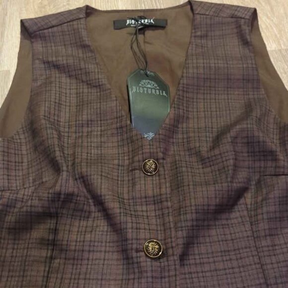 Disturbia Corbin check tailored waistcoat size 8 new - Picture 4 of 5